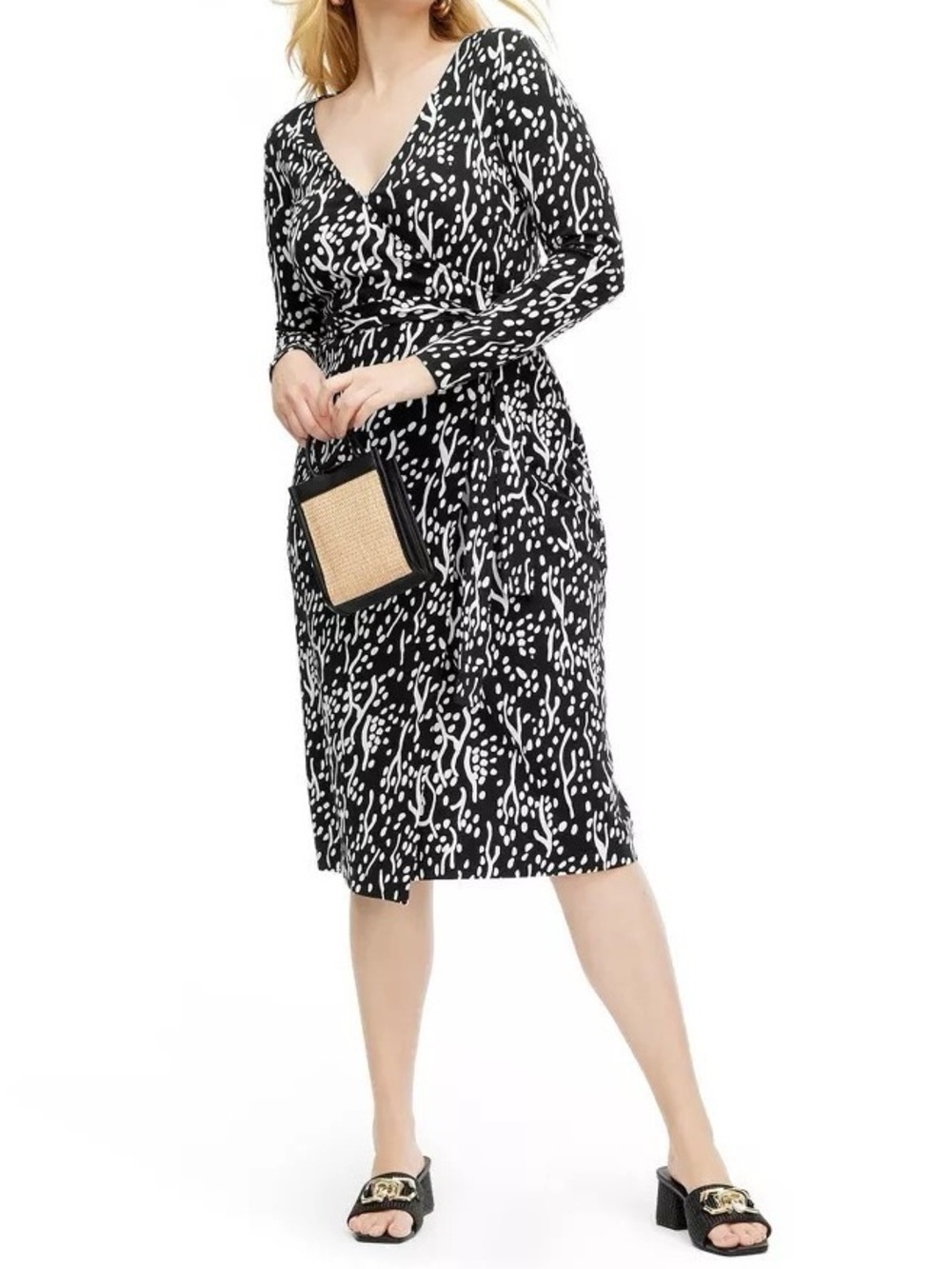 Diane Von Furstenberg X Target Black & White Printed Long Sleeve Wrap Dress.NWT - Picture 3 of 12